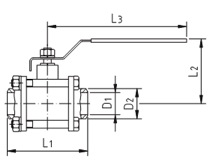 Кран шаровой AISI 304/316L сварка/сварка из трех частей схема